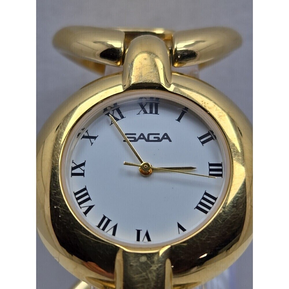 Saga by Mathey Tissot Womens Gold Tone Chunky Bracelet Watch Roman New Battery - Picture 4 of 11